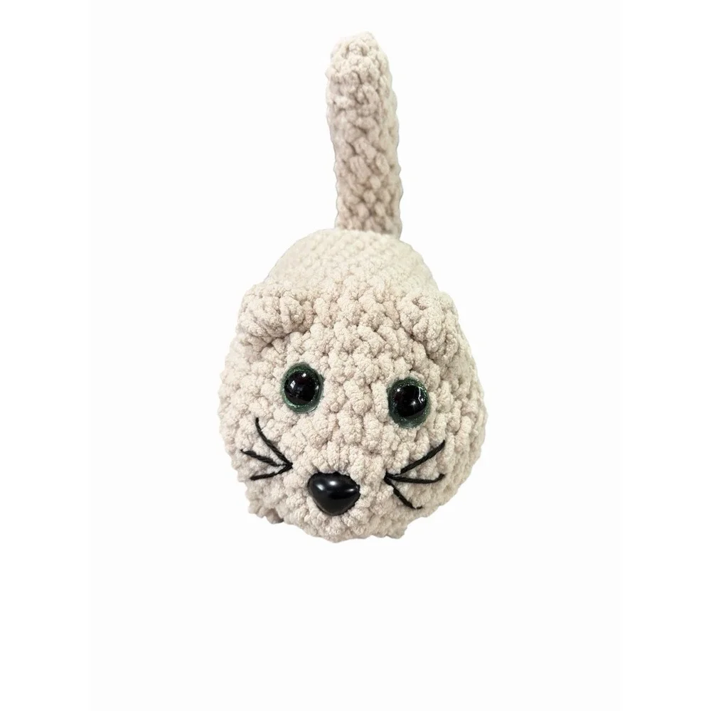 New Handmade Crochet Plushie Cat Kitten white cream ivory